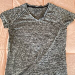 Gray V-Neck Women's Top